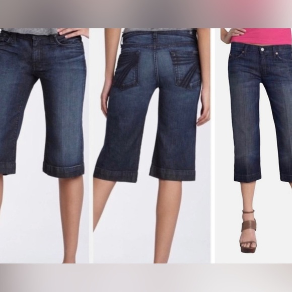 Seven 7 for all mankind crop dojo Dakota jeans gaucho wide 28 culottes - Picture 4 of 9